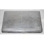 Football cigarette case. Silver plated cigarette case produced in 1950, with engraving to front of a