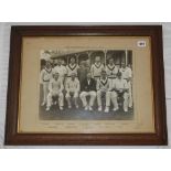 Northamptonshire C.C.C. 1936. Official mono photograph of the Nottinghamshire team and scorer seated