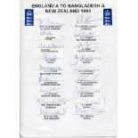 England tours 1999-2004. Fourteen unofficial autograph sheets with printed title and players'