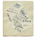 'Sir Julian Cahn's Cricket team tour to Canada, North America & Bermuda. 1933'. Album page signed by