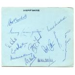 Hampshire C.C.C. 1967. Album page nicely signed in ink by twelve Hampshire players. Signatures