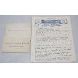 Herbert Sutcliffe. Yorkshire & England 1919-1945. A collection of handwritten and typed pages