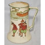 Royal Doulton 'Golfing series' stoneware tapering jug, decorated to both sides in colour with