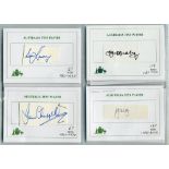 Australia, New Zealand and India Test cricketers. Sixteen signatures on pieces laid to cards.