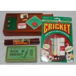 Cricket Games. Box containing an assortment of cricket games etc including 'Webster's Bar Cricket'