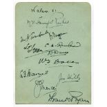 Wales 1928. Album page nicely signed in ink by the eleven players who played for Wales v Lancashire,