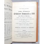 Wisden Cricketers' Almanack 1919. 56th edition. Bound in light brown boards, lacking original
