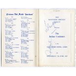 India tour of England 1967. Northern Cricket Society Dinner menu to 'The Indian Cricketers' held