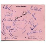 Worcestershire C.C.C. 1967. Album page nicely signed in ink by fourteen Worcestershire players.