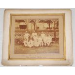 Lord Sheffield's Eleven 1884. Early original sepia photograph of Lord Sheffield's team who played