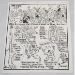 M.C.C. tour to Australia 1950/51. Original pen and ink caricature/ cartoon artwork for 'The Age'