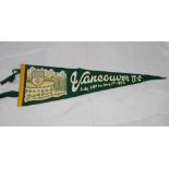 'British Empire and Commonwealth Games 1954. Large souvenir felt green pennant produced to