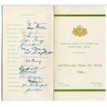 Australia Cricket Team in England 1956. Official Australian Board of Control programme and itinerary