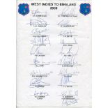 West Indies Tours. Four unofficial autograph sheets with printed titles and players' names below