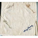 Australian tour of England 1926. Cotton table cloth, with floral design border, signed by sixteen