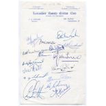 West Indies tour to England 1957. Autograph sheet on Lancashire C.C.C. headed paper, signed in ink