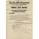 M.C.C. tour to Australia 1928/29. Original 'Daily Express Test Match Supplement' dated 6th