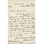 Barrauds, photographers, Liverpool. Hand written single page letter to a Miss Macdonald, dated 5th