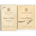 'Surrey County Cricket Club. Annual Dinner 1937' [and 1938]. Official menus for the Annual Dinner'
