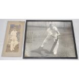 Percy Holmes. Yorkshire & England 1913-1933. Original sepia photograph of Holmes walking out to bat.