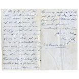 Henry Walker. Blackheath Paragon C.C. Three page letter handwritten in ink from Walker to Nicholas