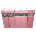 Wisden Cricketers' Almanacks 1930, 1931, 1932, 1933 and 1934. 67th to 71st editions. All bound in