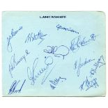 Lancashire C.C.C. 1967. Album page nicely signed in ink by twelve Lancashire players. Signatures