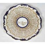 William Gilbert Grace. 'Century of Centuries'. Original blue, white and gilt porcelain plate