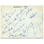 Australia tour to England 1961. Album page nicely signed in ink by twelve members of the