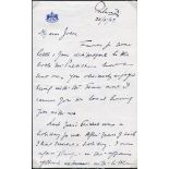 Nawab of Pataudi. Oxford University, Worcestershire, England & India 1928-1948. Two page handwritten