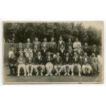 Folkestone 1925. Mono real photograph postcard of the teams for A.E.R. Gilligan's XI v L.H.