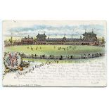 Melbourne Cricket Ground 1899. Rare early postcard with a colour illustration of a match in progress