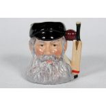 W.G. Grace. 'Prototype' Royal Doulton ceramic caricature toby jug of Grace. 4" tall. Grace is