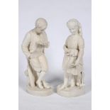 'Young England' and 'Young England's Sister'. Rare pair of Copeland parian figures, after C. Halse