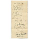 Warwickshire C.C.C. c1932/33. Page nicely signed in black ink by twelve Warwickshire players.