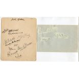 South Africa tour to England 1929. Album page very nicely signed in ink by eleven members of the