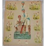 'Making a Good Score'. Excellent late Victorian colour chromolitho cut out picture (scrap) of a