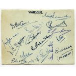 Derbyshire C.C.C. 1961. Album page very nicely signed in ink by fifteen members of the Derbyshire
