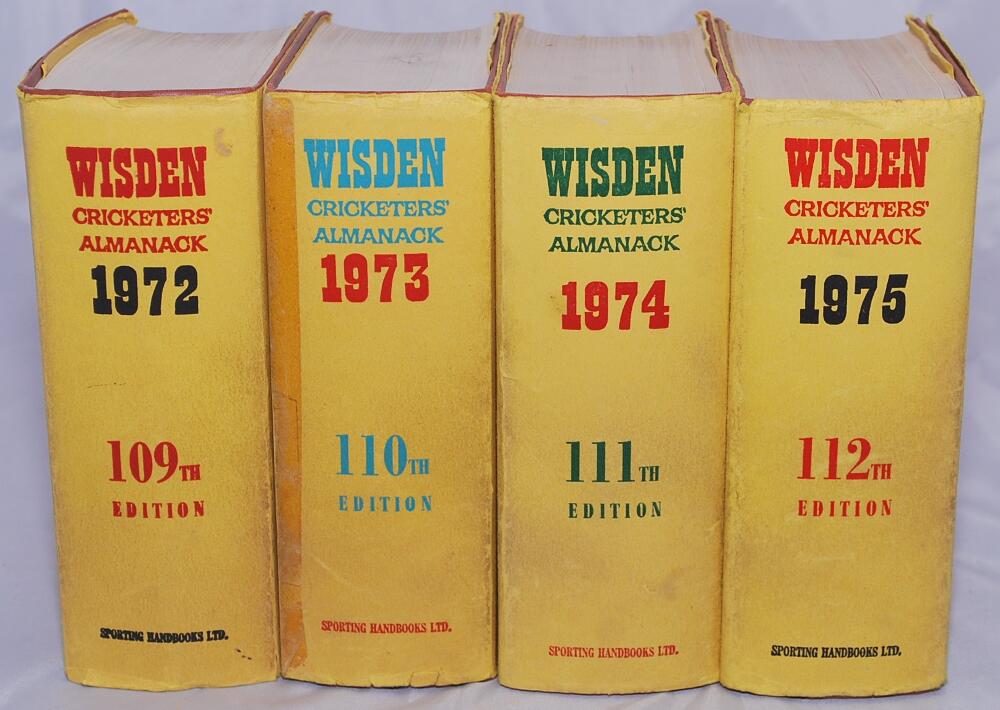 Wisden Cricketers' Almanack 1972 to 1975. Original hardbacks with dustwrapper. The 1972 edition with