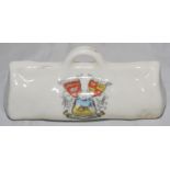 Cricket bag. Large crested china cricket bag with colour emblem for 'Llandudno'. Maker unknown.