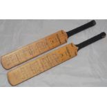 M.C.C. tour to West Indies 1973/74. Two large miniature Slazenger 'Super' autograph cricket bats,