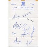 Essex C.C.C. c1959. Official autograph sheet on Essex County Cricket Club letterhead nicely signed