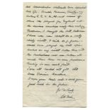 Wilfrid Lionel Foster. Worcestershire 1899-1911. Two page handwritten letter from Foster to J.D.