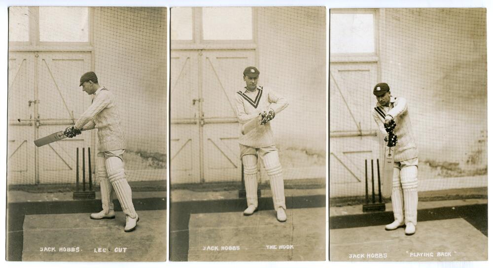 John Berry 'Jack' Hobbs. Surrey & England 1905-1934. An interesting set of five sepia real