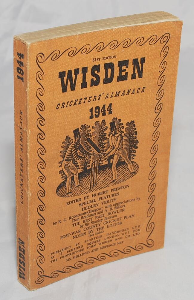 Wisden Cricketers' Almanacks 1944. 81st Edition. Original limp cloth covers, Only 5600 paper