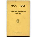 M.C.C. tour of Australia and New Zealand 1965-66. Rare official players' itinerary for the M.C.C.