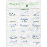 Pakistan tour to South Africa and Zimbabwe 1994/95. Official autograph sheet signed by seventeen