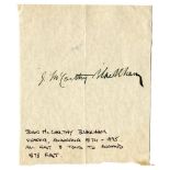 John McCarthy Blackham. Victoria & Australia 1874-1895. Excellent bold ink signature of Blackham