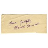 Harold Larwood. Nottinghamshire, Europeans & England 1924-1938. Excellent signature of Larwood in
