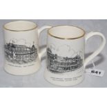 'Lancashire County Cricket Club. Member's Pavilion, Old Trafford'. Sandland Ware ceramic tankard